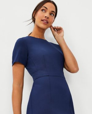 The Short Sleeve Sheath Dress in Bi-Stretch