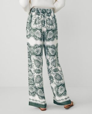 The Easy Wide-Leg Pant in Paisley Satin