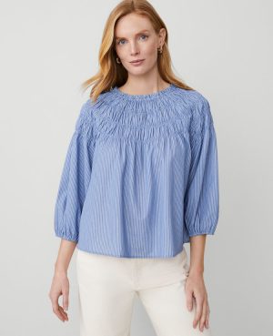 Striped Smocked Shoulder Top