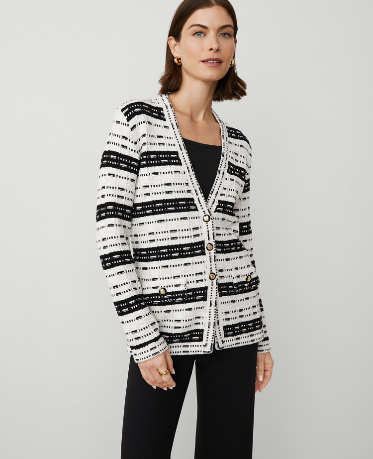 Striped Tweed Sweater Jacket