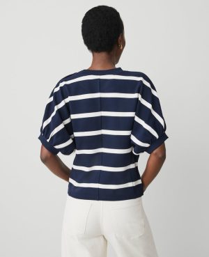 Petite Striped Ponte Dolman Top