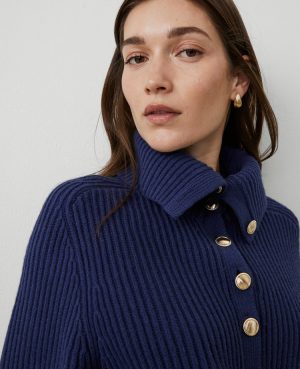 Petite Ribbed Button Sweater