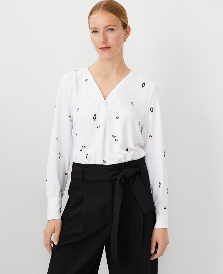 Petite Floral Mixed Media Pleat Front Top