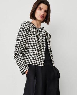 Petite Houndstooth Double Breasted Jacket