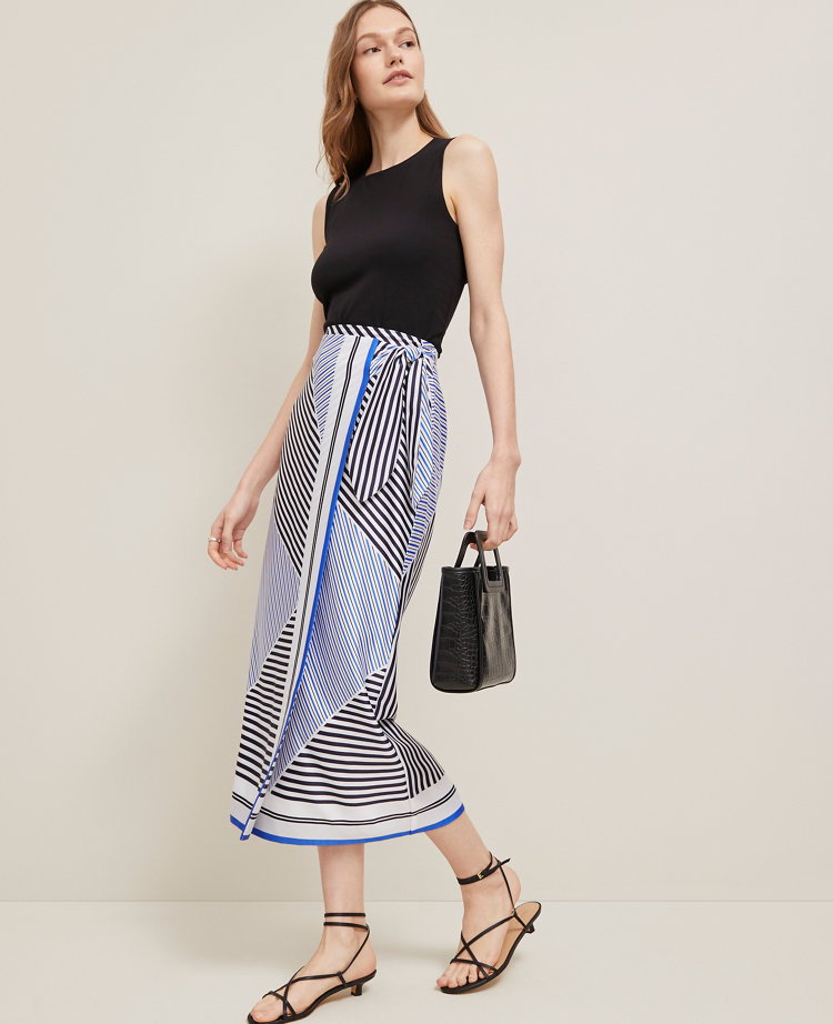 Striped Satin Sarong Skirt