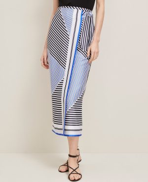Striped Satin Sarong Skirt