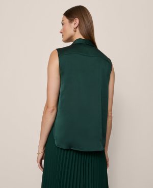 Shirred Yoke Sleeveless Shirt