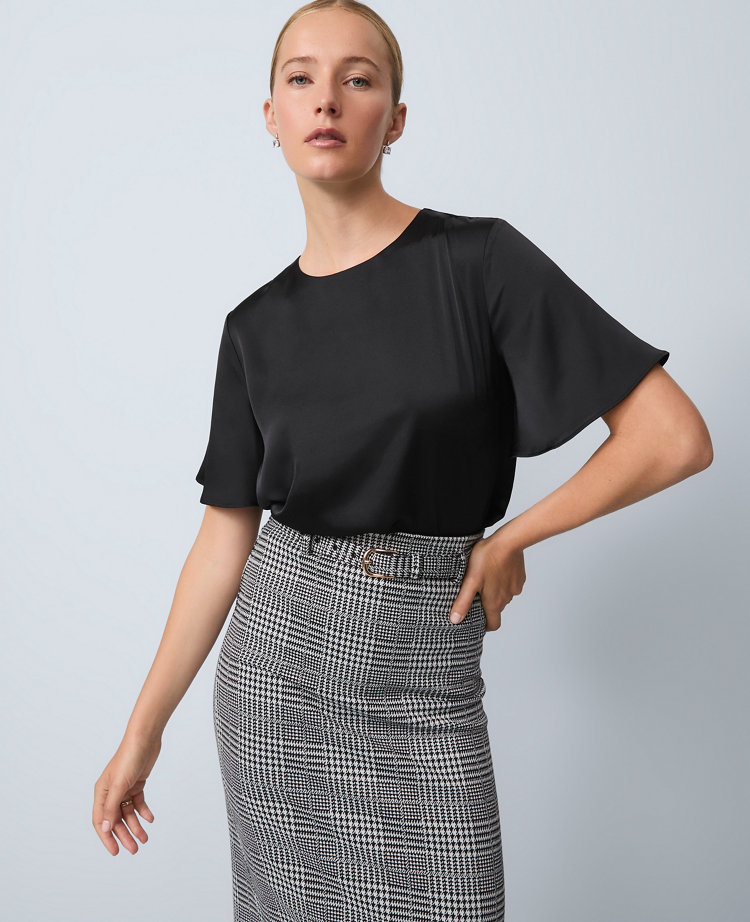 Satin Flutter Sleeve Tee