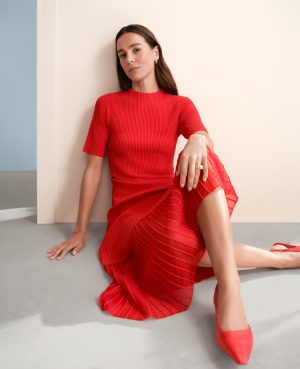 Asymmetrical Leather Slingback Kitten Heel Pumps