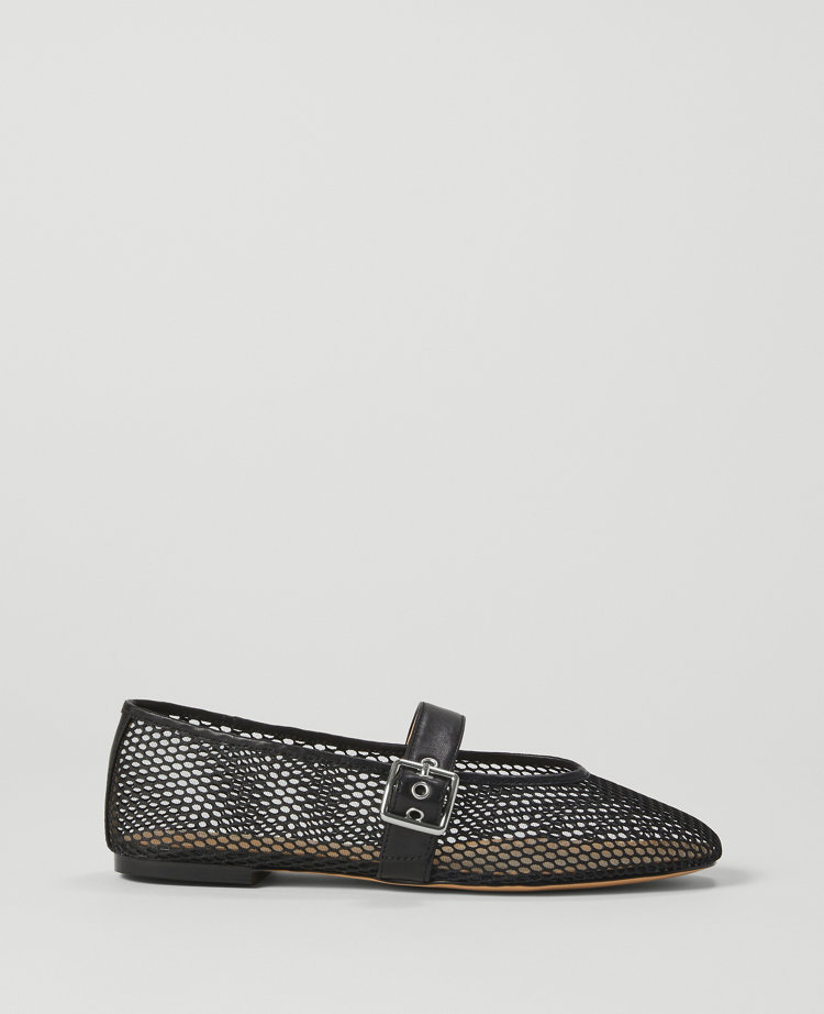 Mesh Buckled Ballet Flat