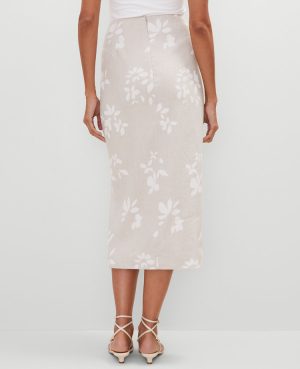 Knotted Linen Blend Pencil Skirt