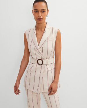 Pinstripe Belted Vest