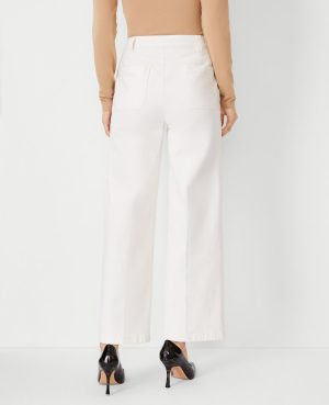 Mariner High Rise Wide-Leg Crop Jeans in Ivory
