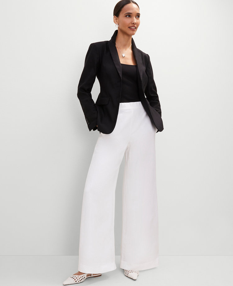 The Petite Easy Palazzo Pant in Linen Blend