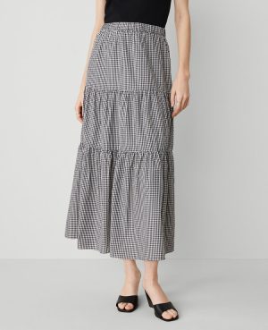 Petite Gingham Taffeta Tiered Skirt