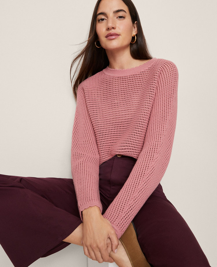 Weekend Collection Open Stitch Scalloped Sweater