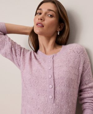 Weekend Collection Pointelle Henley Sweater