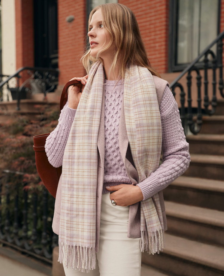 Weekend Collection Popcorn-Stitch Cable Sweater