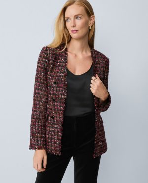 The Long V-Neck Sequin Tweed Jacket