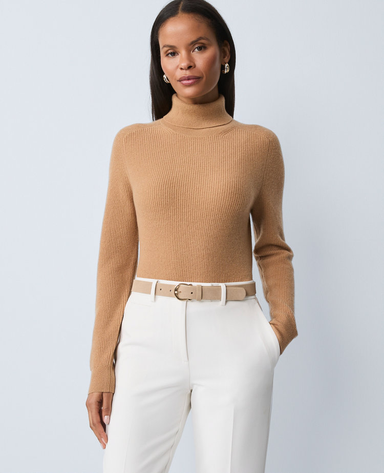 Cashmere Ribbed Turtleneck Sweater