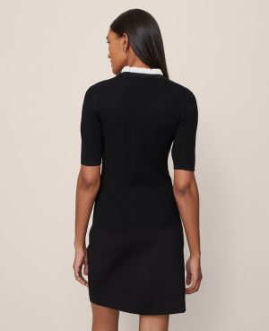 Petite Ruffle Neck Ribbed Sweater