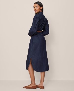 Chambray Column Midi Dress