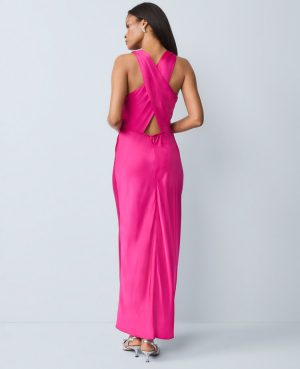 Halter Bias Satin Maxi Dress