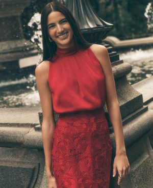 Mixed Media Halter Sheath Dress