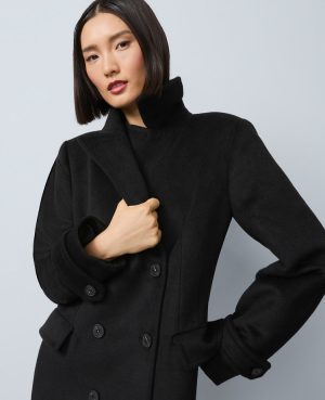 Petite Fitted Double Breasted Long Coat