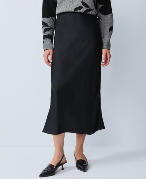 Satin Bias Midi Slip Skirt