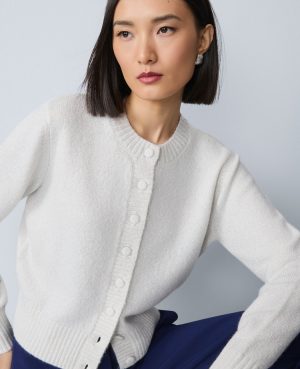 Petite Shimmer Crew Neck Cardigan