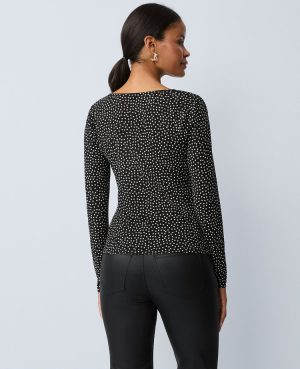 Petite Dotted V-Neck Top