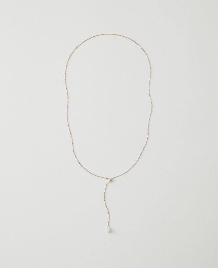 Mini Pearlized Lariat Necklace