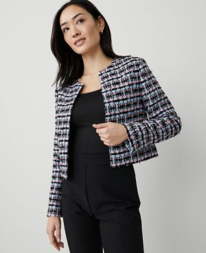 Petite Striped Tweed Cropped Jacket