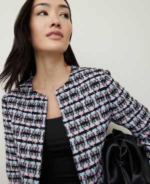 Petite Striped Tweed Cropped Jacket