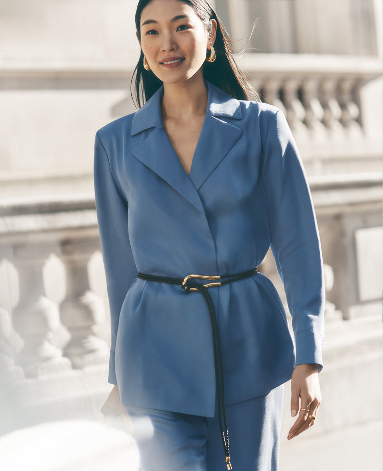 Petite Sateen Wrap Blazer