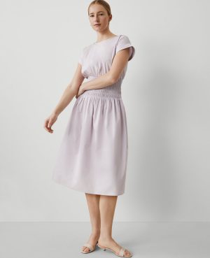 Smocked-Waist Midi Flare Dress