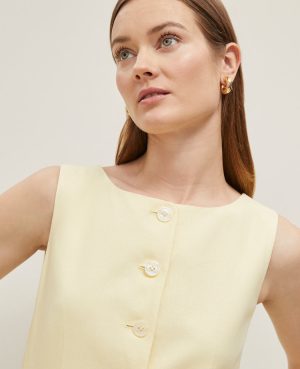 Petite Linen Blend Long Vest