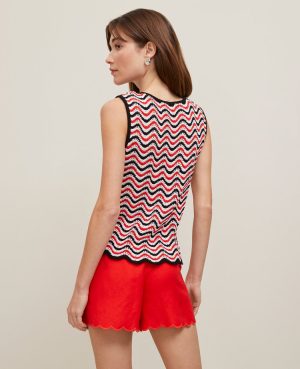 Petite Striped Crochet Sweater Shell