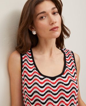 Petite Striped Crochet Sweater Shell