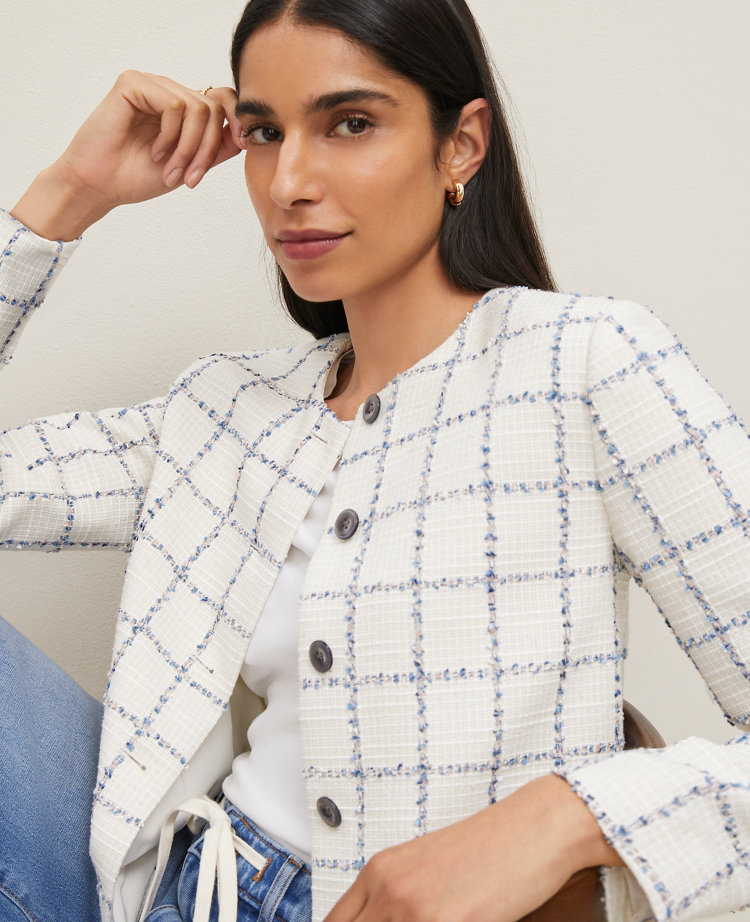 Petite Tweed Crew Neck Jacket