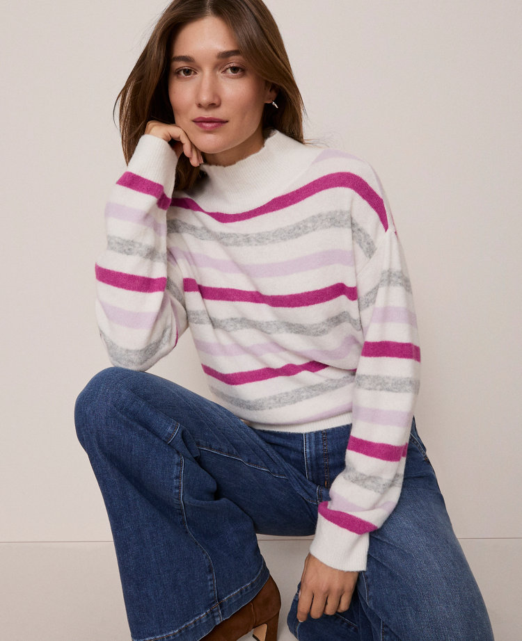 Weekend Collection Striped Turtleneck Sweater