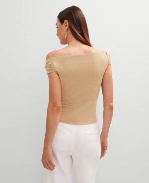 Petite Metallic Asymmetric Top