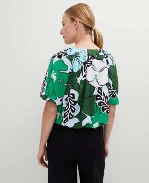 Petite Tropical Bubble Hem Blouse