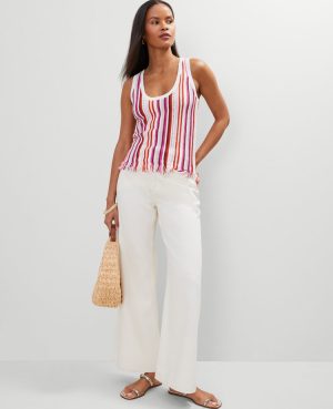 Petite Fringe Striped Shell