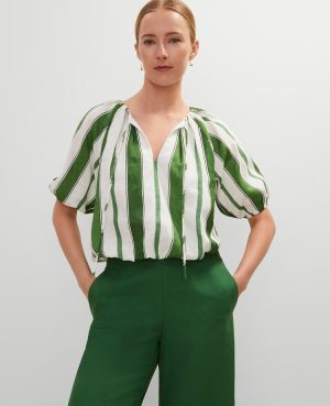 Petite Linen Blend Bubble Hem Blouse