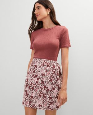 Weekend Collection Floral Linen Blend Wrap Skirt
