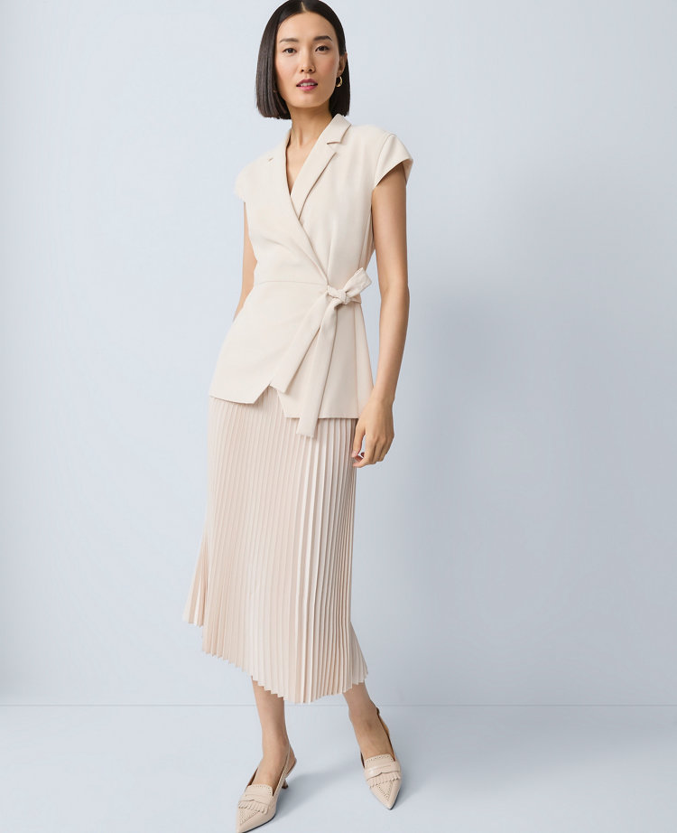 Crepe Blazer Wrap Midi Dress