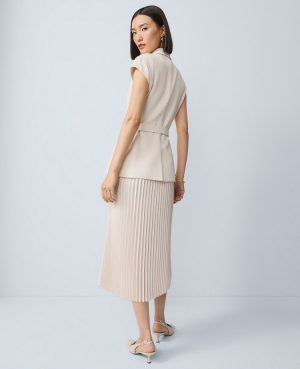 Crepe Blazer Wrap Midi Dress