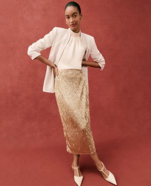 Sequin Column Midi Skirt